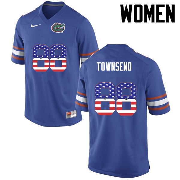 NCAA Florida Gators Tommy Townsend Women's #88 USA Flag Fashion Nike Blue Stitched Authentic College Football Jersey QOE7164KP